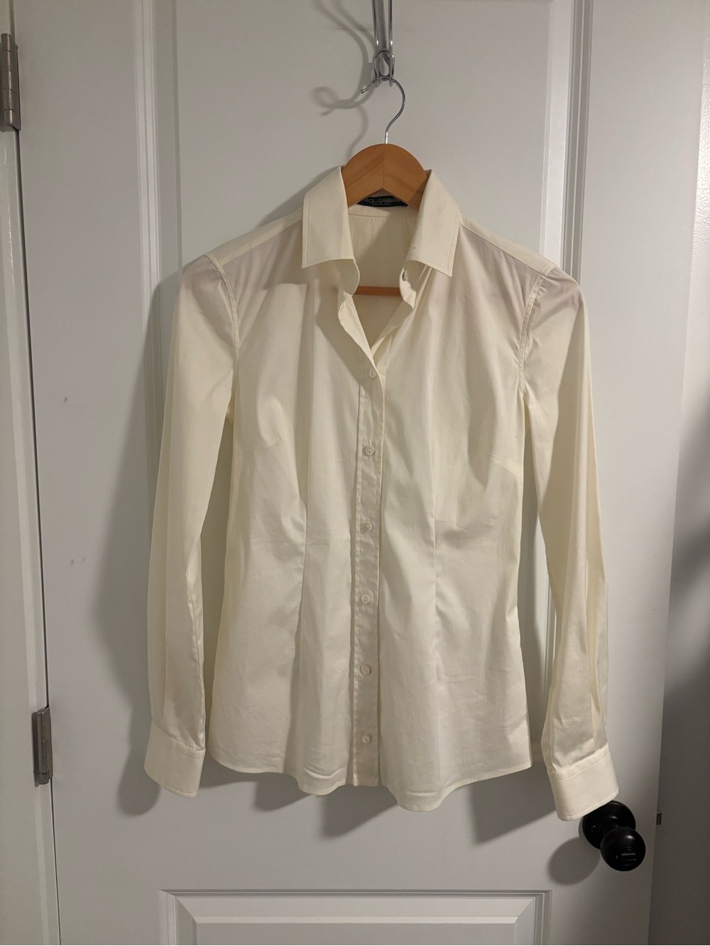 DOLCE & GABBANA Ecru Cotton Poplin Button Down Shirt Size 2 - Picture 2 of 7